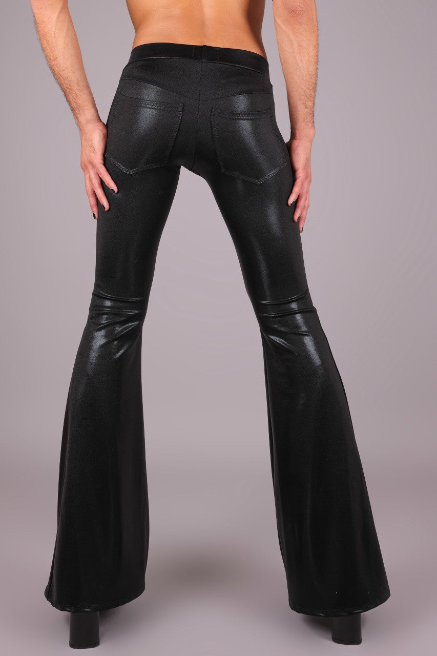 Shiny Black Spandex Leggings With Jeans Back Pockets, by LENA QUIST 
