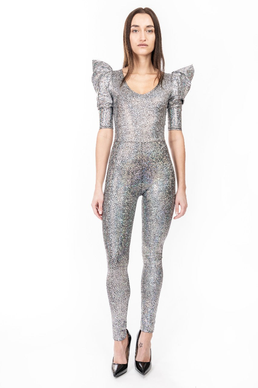 Futuristic Silver Catsuit | Glam Rock Stage Costume – Lena Quist